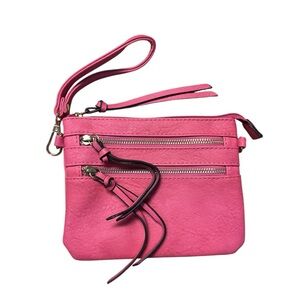 Pink wristlet clutch